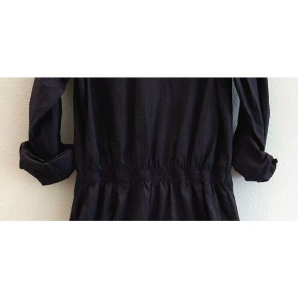 Monrow HD0511 Women Sz M Faded Black Poplin Button-Up Collared Shirt Dress - Picture 13 of 13